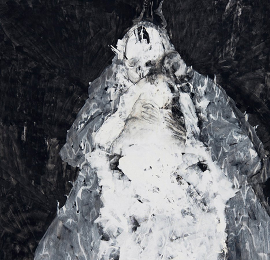 Sarah Grothus, Een vleugel om te zweven, Te glijden naar beneden (2017) De titels van haar schilderijen zijn vaak poetische frasen.