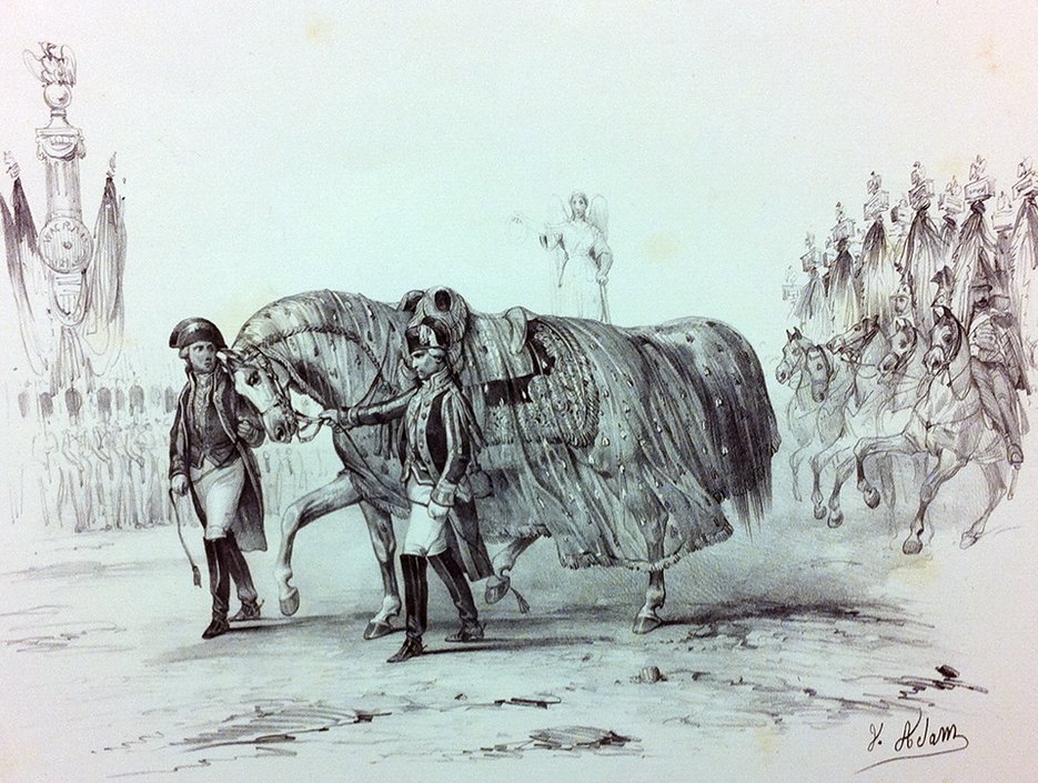 lithografie door Victor Adam uit de serie 'Le retour des cendres' (1840/1841).