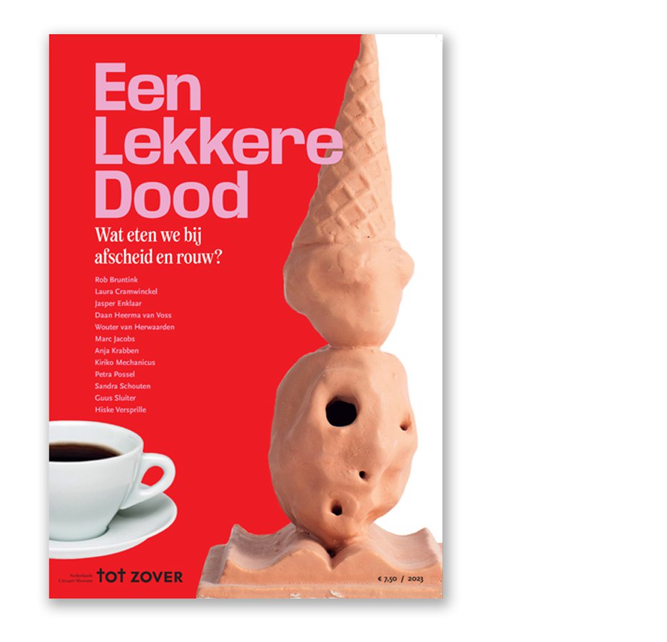 Cover tentoonstellingsmagazine Een Lekkere Dood. Ontwerp: Marleen Luiten