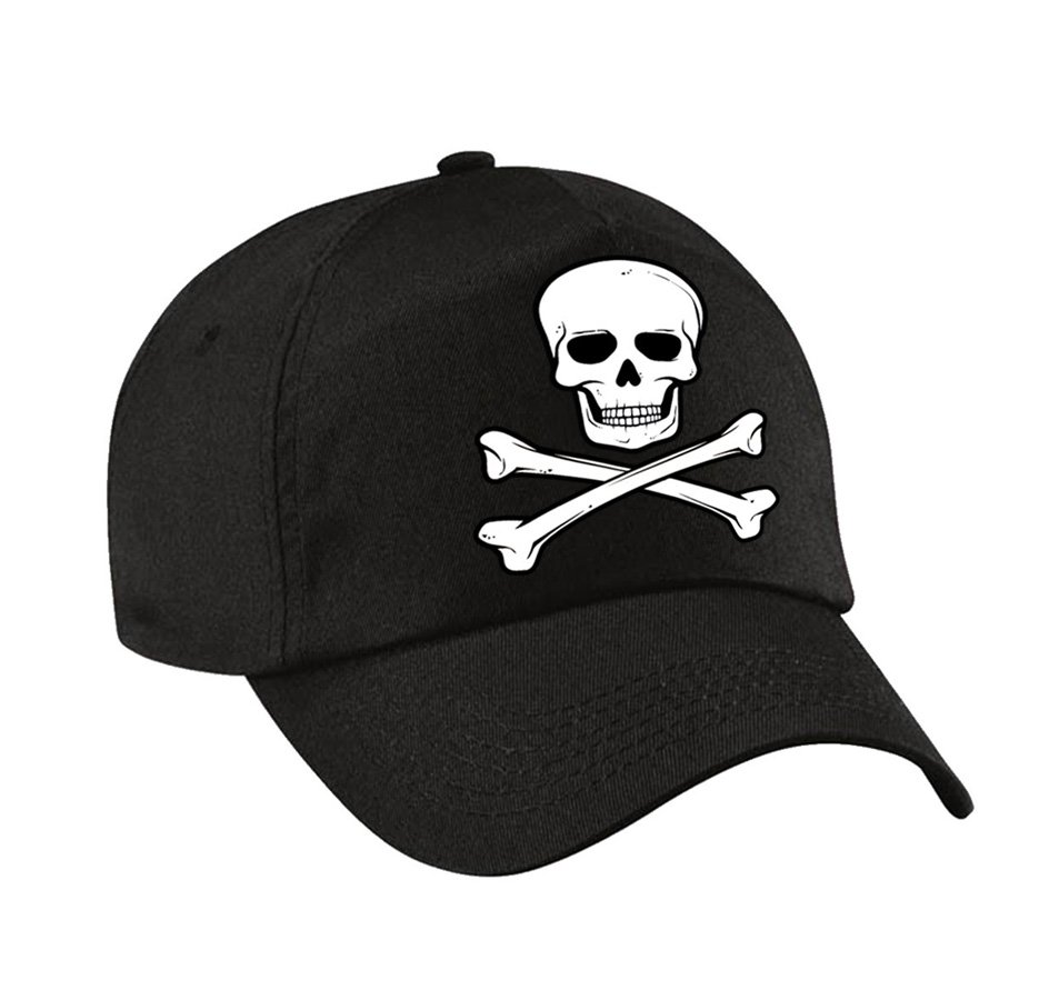 Schedelillustratie op zwart petje